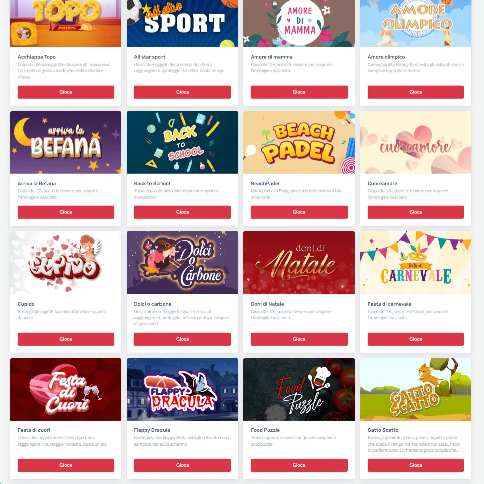 Catalogo giochi per gamification marketing